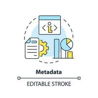 Metadata concept icon. Additional information about file. Data lake vs data warehouse abstract idea thin line illustration. Isolated outline drawing. Editable stroke vector