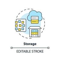 Storage concept icon. CLoud technology. Structured files. Data lake vs data warehouse abstract idea thin line illustration. Isolated outline drawing. Editable stroke vector