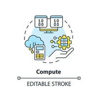 Compute concept icon. Operations with information. Data lake vs data warehouse abstract idea thin line illustration. Isolated outline drawing. Editable stroke vector