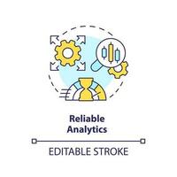 Reliable analytics concept icon. Fast service. Data lake architecture abstract idea thin line illustration. Isolated outline drawing. Editable stroke vector