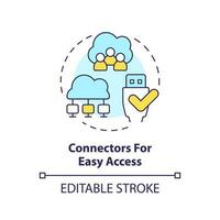 Connectors for easy access concept icon. Share with users. Data lake architecture abstract idea thin line illustration. Isolated outline drawing. Editable stroke vector