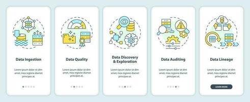 datos lago llave conceptos inducción móvil aplicación pantalla. recorrido 5 5 pasos editable gráfico instrucciones con lineal conceptos. ui, ux, gui plantilla vector