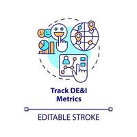 Track DEI metrics concept icon. Making inclusion efforts effective practice abstract idea thin line illustration. Isolated outline drawing. Editable stroke vector