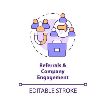 referencias y empresa compromiso concepto icono. diversificando tubería de candidato resumen idea Delgado línea ilustración. aislado contorno dibujo. editable carrera vector