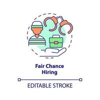 Fair chance hiring concept icon. Work for ex prisoners. DEI initiative for workplace abstract idea thin line illustration. Isolated outline drawing. Editable stroke vector