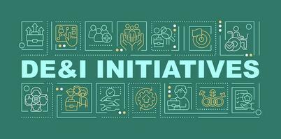 DEI initiatives word concepts pine green banner. Corporate culture. Infographics with editable icons on color background. Isolated typography. Vector illustration with text