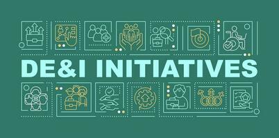 DEI initiatives word concepts pine green banner. Corporate culture. Infographics with editable icons on color background. Isolated typography. Vector illustration with text