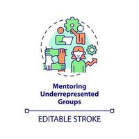 Mentoring underrepresented groups concept icon. DEI initiative for workplace abstract idea thin line illustration. Isolated outline drawing. Editable stroke vector