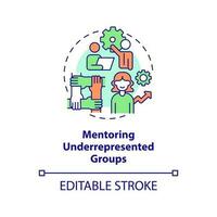 Mentoring underrepresented groups concept icon. DEI initiative for workplace abstract idea thin line illustration. Isolated outline drawing. Editable stroke vector