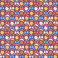 Crowd abstract seamless pattern. Editable vector shapes on colorful background. Trendy texture with cartoon color icons. Design with graphic elements for interior, fabric, website decoration