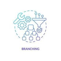 Branching blue gradient concept icon. Software configuration management. Source control strategy abstract idea thin line illustration. Isolated outline drawing vector