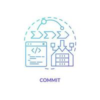 Commit blue gradient concept icon. Sending changes to file repository. Source control strategy abstract idea thin line illustration. Isolated outline drawing vector