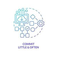 Commit little and often blue gradient concept icon. Break work tasks. Source code management best practice abstract idea thin line illustration. Isolated outline drawing vector