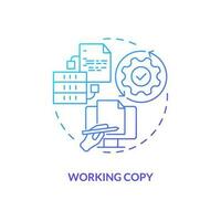 Working copy blue gradient concept icon. Project files for editing. Source control strategy abstract idea thin line illustration. Isolated outline drawing vector