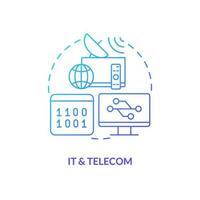 IT and telecom blue gradient concept icon. Communications. Version control system end user industry abstract idea thin line illustration. Isolated outline drawing vector