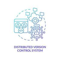 Distributed version control system blue gradient concept icon. Share data. Code changes management abstract idea thin line illustration. Isolated outline drawing vector