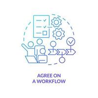 Agree on workflow blue gradient concept icon. Team collaboration. Source code management best practice abstract idea thin line illustration. Isolated outline drawing vector