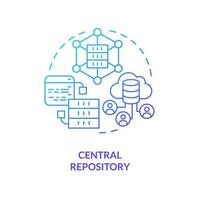 Central repository blue gradient concept icon. All data storage. Version control advantage abstract idea thin line illustration. Isolated outline drawing vector