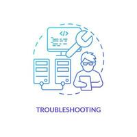 Troubleshooting blue gradient concept icon. Know and fix code problems. Version control benefit abstract idea thin line illustration. Isolated outline drawing vector
