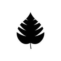 Black tree leaf vector illustration isolated on transparent background