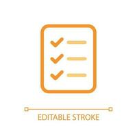Checklist of completed tasks pixel perfect color linear ui icon. Business planner. Project management. GUI, UX design. Outline isolated user interface pictogram. Editable stroke vector