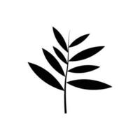 Black tree leaf vector illustration isolated on transparent background