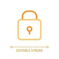 Padlock pixel perfect color linear ui icon. Closed access to sensitive data. Protection. Cyber security. GUI, UX design. Outline isolated user interface pictogram. Editable stroke vector