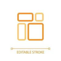 Customize phone screen pixel perfect color linear ui icon. Webpage elements arrangement. Web design. GUI, UX design. Outline isolated user interface pictogram. Editable stroke vector