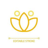 Lotus pixel perfect color linear ui icon. Meditation sign. Inner calmness, tranquility. Spiritual harmony. GUI, UX design. Outline isolated user interface pictogram. Editable stroke vector