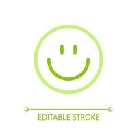 Smiling emoji pixel perfect color linear ui icon. Feelings expression. Positive mood. Online communication. GUI, UX design. Outline isolated user interface pictogram. Editable stroke vector