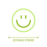 Smiling emoji pixel perfect color linear ui icon. Feelings expression. Positive mood. Online communication. GUI, UX design. Outline isolated user interface pictogram. Editable stroke vector