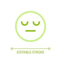 Sleepy face emoji pixel perfect color linear ui icon. Indifferent emotion. Feelings expression. GUI, UX design. Outline isolated user interface pictogram. Editable stroke vector