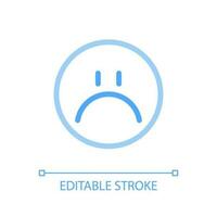 Sad emoji pixel perfect color linear ui icon. Feelings expression. Negative feedback. Unsatisfied client. GUI, UX design. Outline isolated user interface pictogram. Editable stroke vector