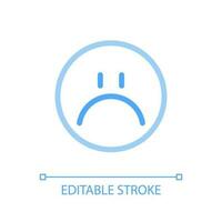 Sad emoji pixel perfect color linear ui icon. Feelings expression. Negative feedback. Unsatisfied client. GUI, UX design. Outline isolated user interface pictogram. Editable stroke vector