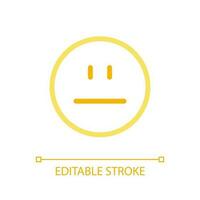 Neutral emoji pixel perfect color linear ui icon. Emotional expression. Indifferent. Customer feedback. GUI, UX design. Outline isolated user interface pictogram. Editable stroke vector