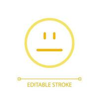 Neutral emoji pixel perfect color linear ui icon. Emotional expression. Indifferent. Customer feedback. GUI, UX design. Outline isolated user interface pictogram. Editable stroke vector