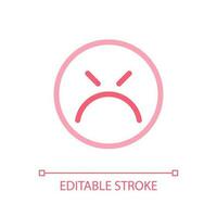 Mad emoticon pixel perfect color linear ui icon. Emotional expression. Negative feedback. Annoyed client. GUI, UX design. Outline isolated user interface pictogram. Editable stroke vector