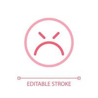 Mad emoticon pixel perfect color linear ui icon. Emotional expression. Negative feedback. Annoyed client. GUI, UX design. Outline isolated user interface pictogram. Editable stroke vector