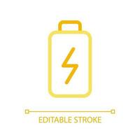 Battery pixel perfect color linear ui icon. Accumulator charging. Physical strength and activity. Vitality. GUI, UX design. Outline isolated user interface pictogram. Editable stroke vector