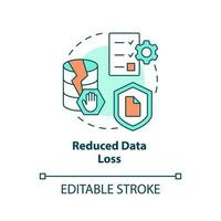 Reduced data loss concept icon. Improve information storage. Reliable database abstract idea thin line illustration. Isolated outline drawing. Editable stroke vector