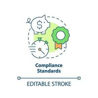 Compliance standards concept icon. Benefit of data management system. Relevant aims abstract idea thin line illustration. Isolated outline drawing. Editable stroke vector