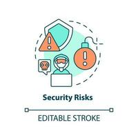 Security risks concept icon. Reduce computer attacks. Strong data management system abstract idea thin line illustration. Isolated outline drawing. Editable stroke vector