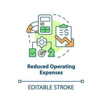 Reduced operating expenses concept icon. Optimize processing. Data management system abstract idea thin line illustration. Isolated outline drawing. Editable stroke vector