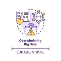 Overwhelming big data concept icon. Optimize business process. Full database abstract idea thin line illustration. Isolated outline drawing. Editable stroke vector