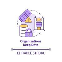 Organization keep data concept icon. Develop business intelligence. Corporate storage abstract idea thin line illustration. Isolated outline drawing. Editable stroke vector