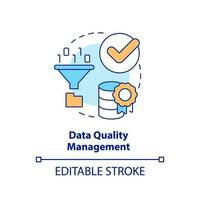 Data quality management concept icon. Reliable database. Organizing information abstract idea thin line illustration. Isolated outline drawing. Editable stroke vector