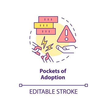Pockets of adoption concept icon. Data governance problem. Information handling issue abstract idea thin line illustration. Isolated outline drawing. Editable stroke vector