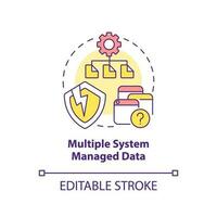 Multiple system managed data concept icon. Information storage issue. Database tools abstract idea thin line illustration. Isolated outline drawing. Editable stroke vector