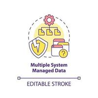 Multiple system managed data concept icon. Information storage issue. Database tools abstract idea thin line illustration. Isolated outline drawing. Editable stroke vector