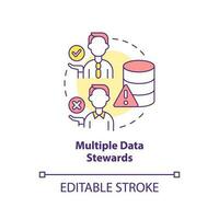 Multiple data stewards concept icon. Information management issue. Database control abstract idea thin line illustration. Isolated outline drawing. Editable stroke vector